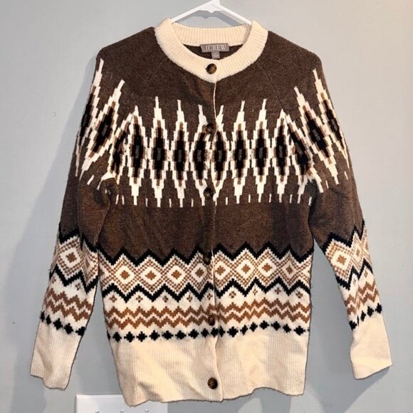 J. Crew fair isle cardigan. Small. 24% merino wool, 12% alpaca - Picture 3 of 10
